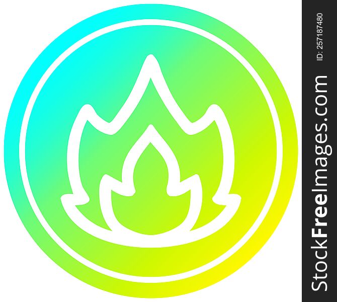 simple flame circular icon with cool gradient finish. simple flame circular icon with cool gradient finish