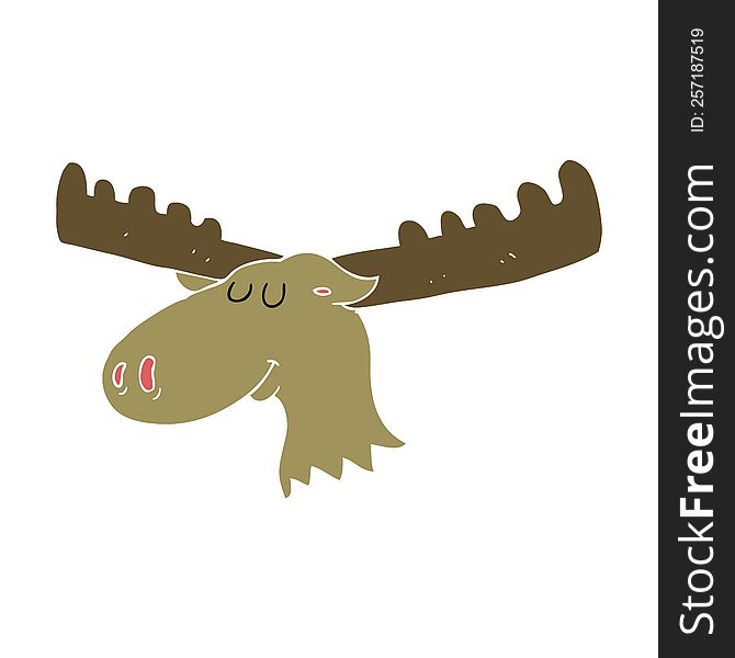 Flat Color Illustration Of A Cartoon Moose