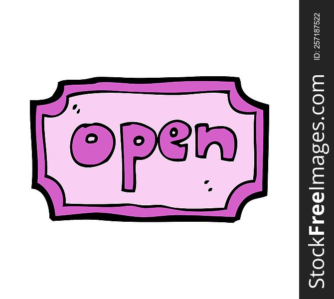 cartoon open sign