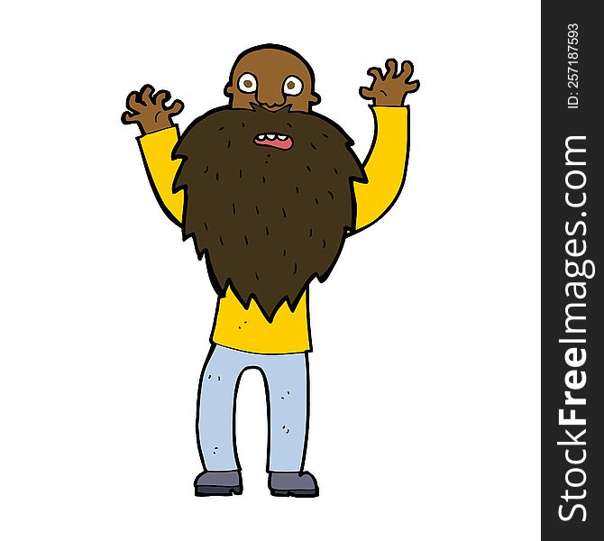 Cartoon Frightened Old Man With Beard