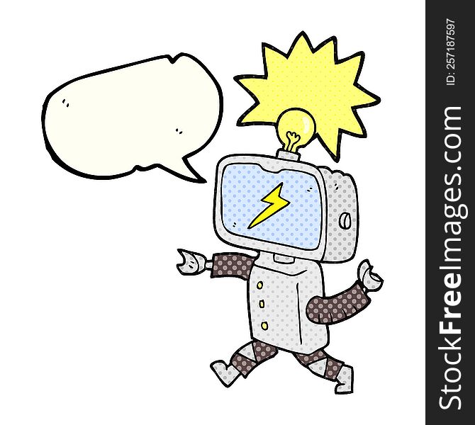 Comic Book Speech Bubble Cartoon Little Robot