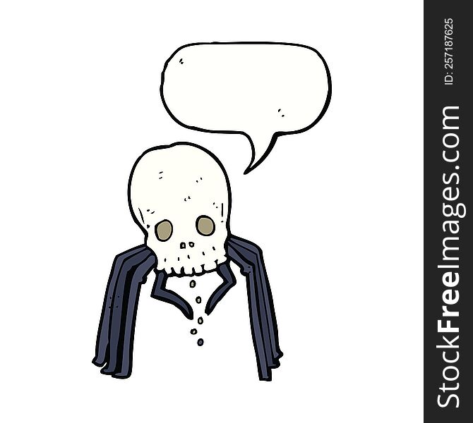 Cartoon Spooky Skull Spider With Speech Bubble
