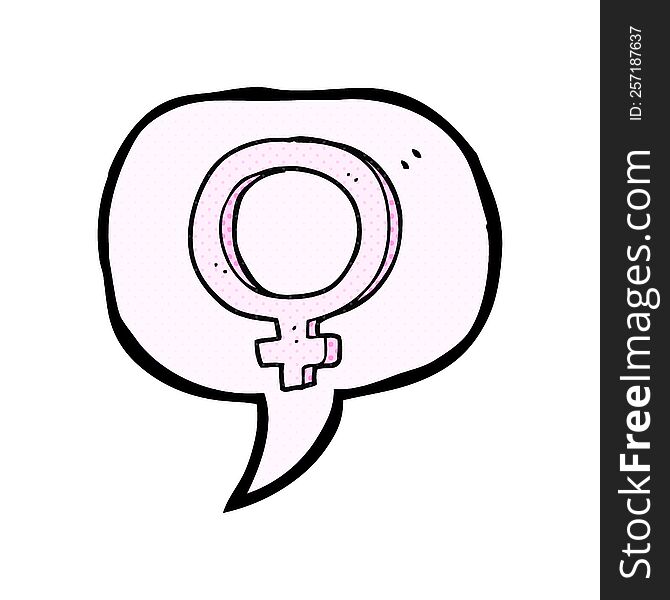 freehand drawn comic book speech bubble cartoon female symbol