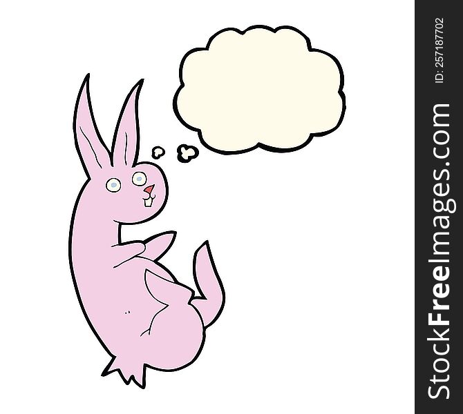 cue cartoon rabbit with thought bubble