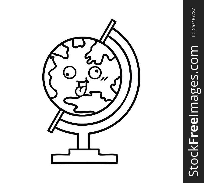 Line Drawing Cartoon Globe Of The World