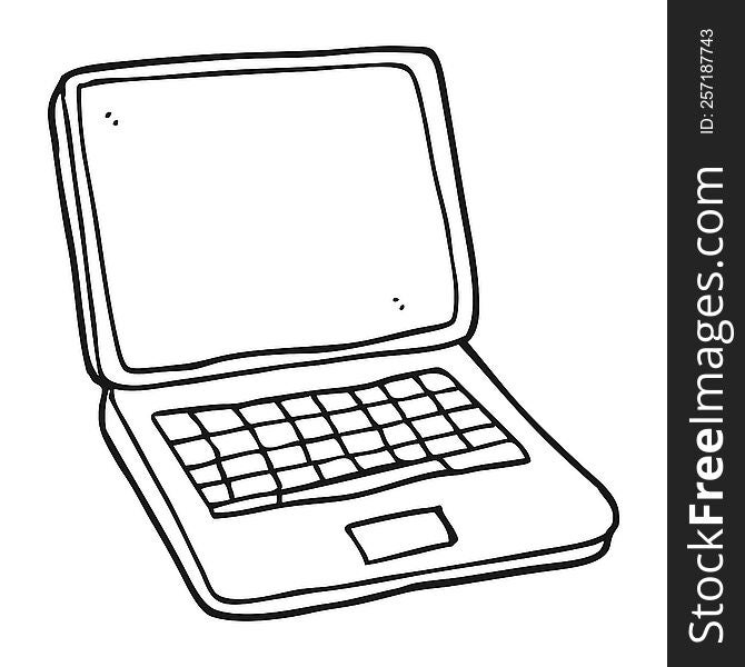 Black And White Cartoon Laptop Computer