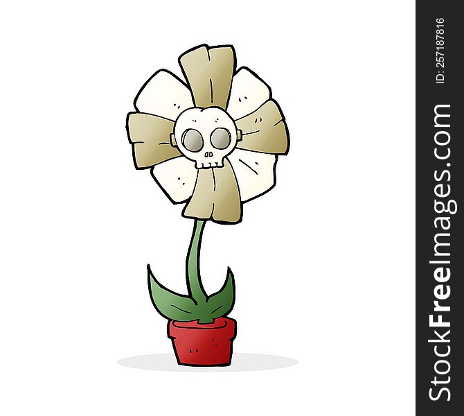 cartoon skull flower