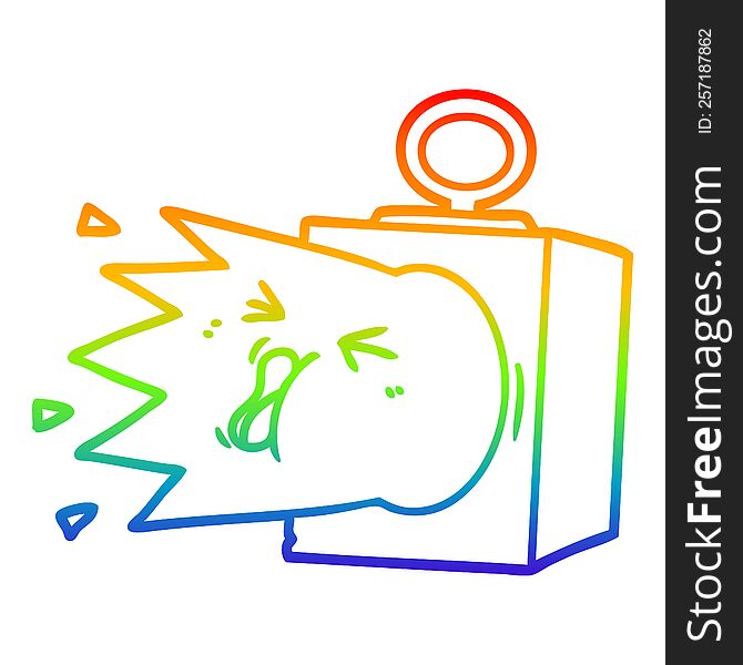 rainbow gradient line drawing of a cartoon industrial lamp