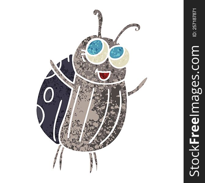 Quirky Retro Illustration Style Cartoon Happy Bug