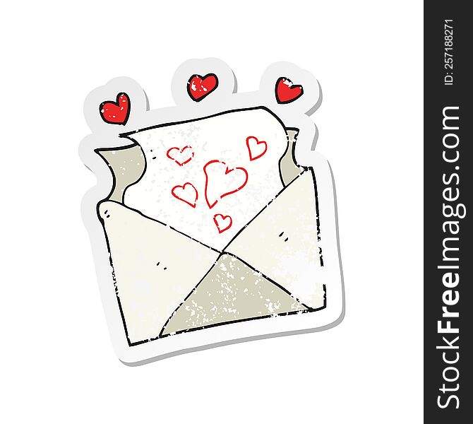 retro distressed sticker of a cartoon love letter