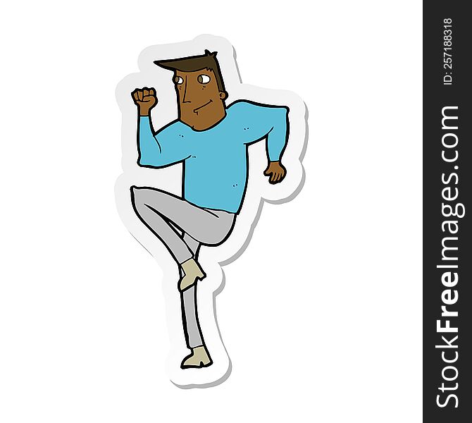 sticker of a cartoon man jogging on spot