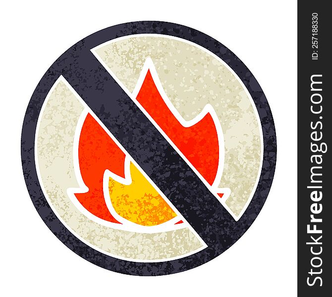 retro illustration style cartoon of a no fire sign