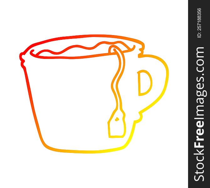 warm gradient line drawing cartoon hot cup of tea