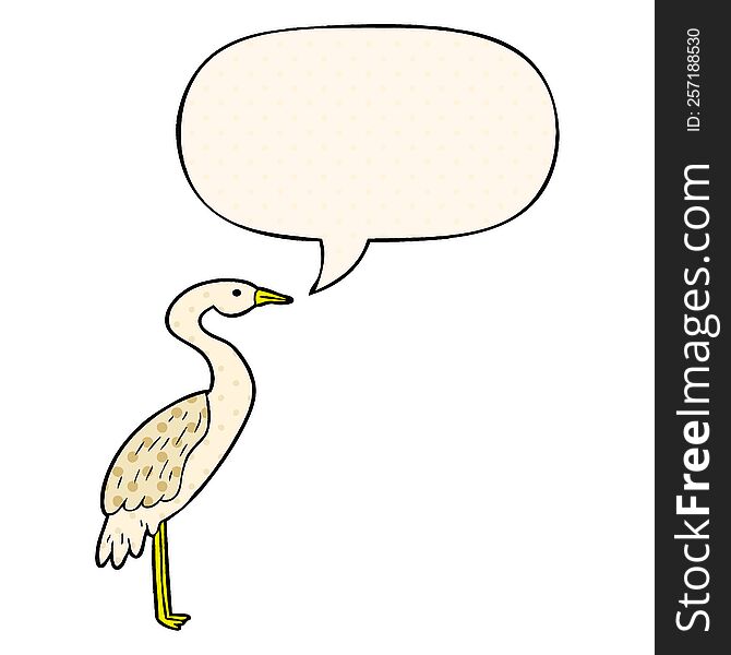 cartoon stork with speech bubble in comic book style