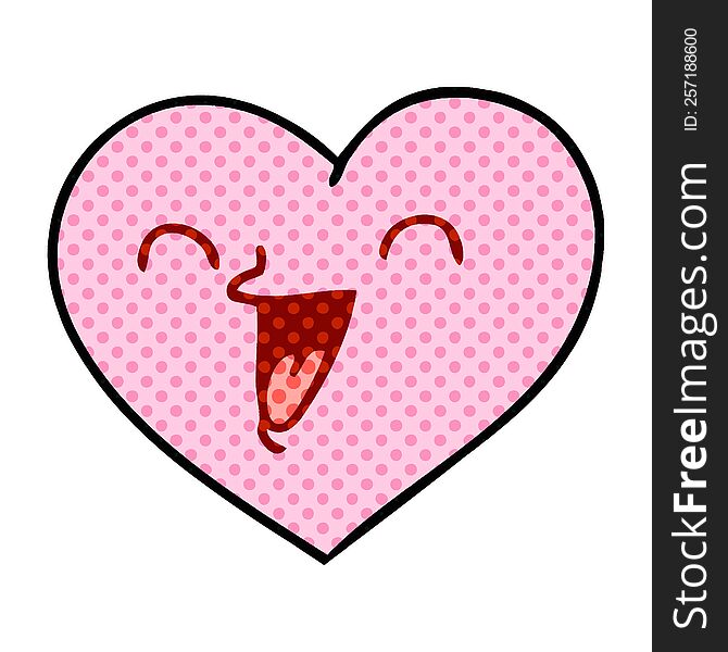 Quirky Comic Book Style Cartoon Happy Heart