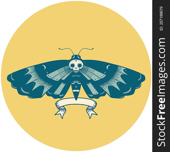 Icon With Banner Of A Deaths Head Moth