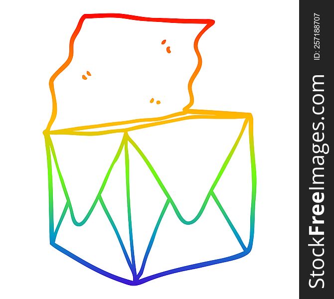 rainbow gradient line drawing of a cartoon package