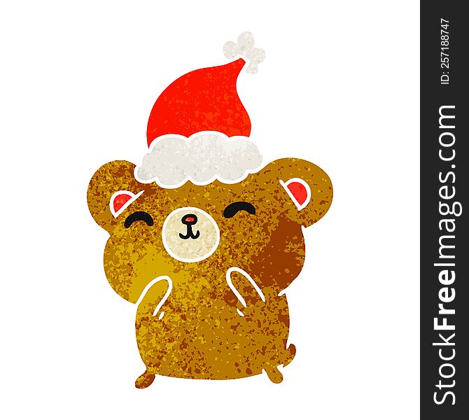 Christmas Retro Cartoon Of Kawaii Bear
