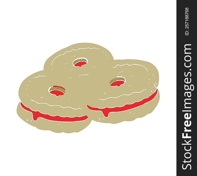 Flat Color Illustration Of A Cartoon Biscuits