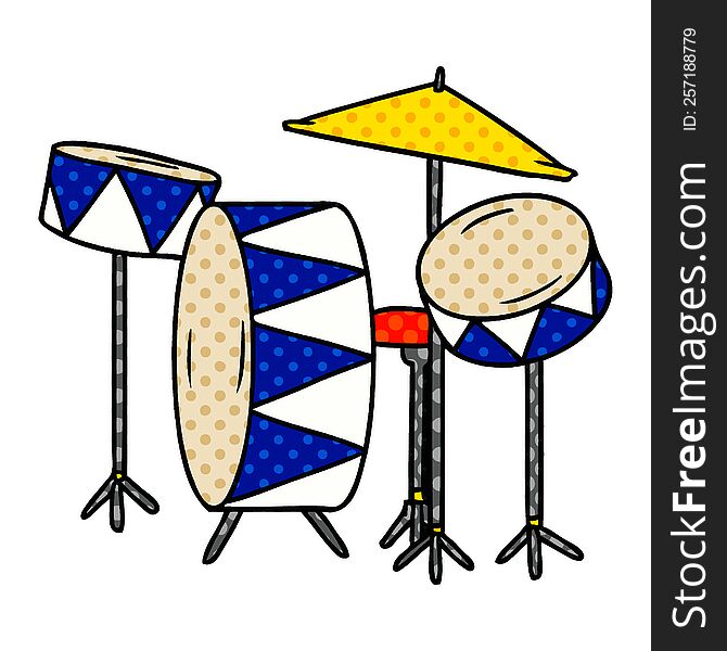 cartoon doodle of a drum kit