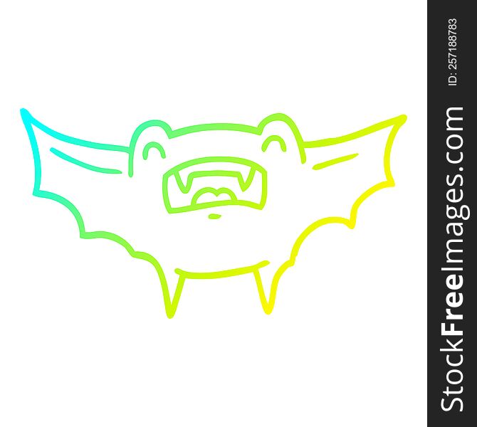 Cold Gradient Line Drawing Cartoon Vampire Bat