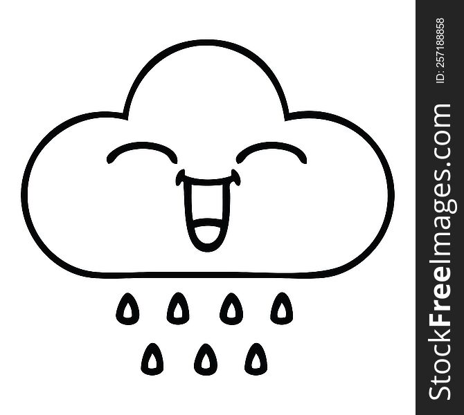 line drawing cartoon of a storm rain cloud
