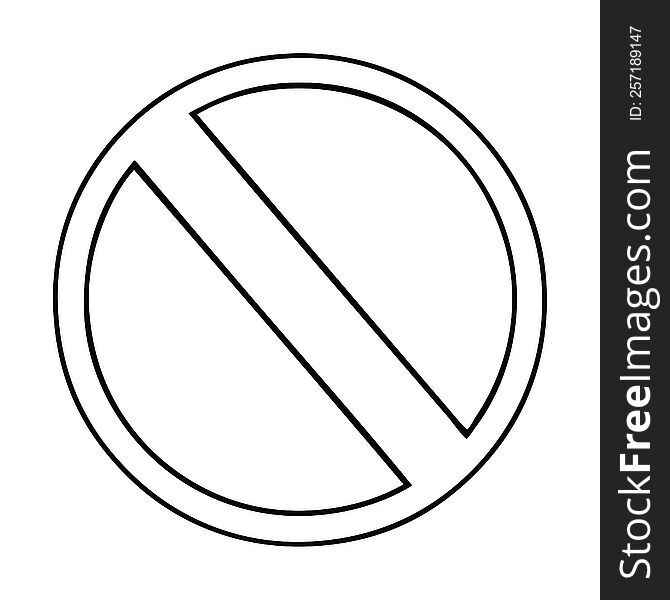 line drawing cartoon of a not allowed sign