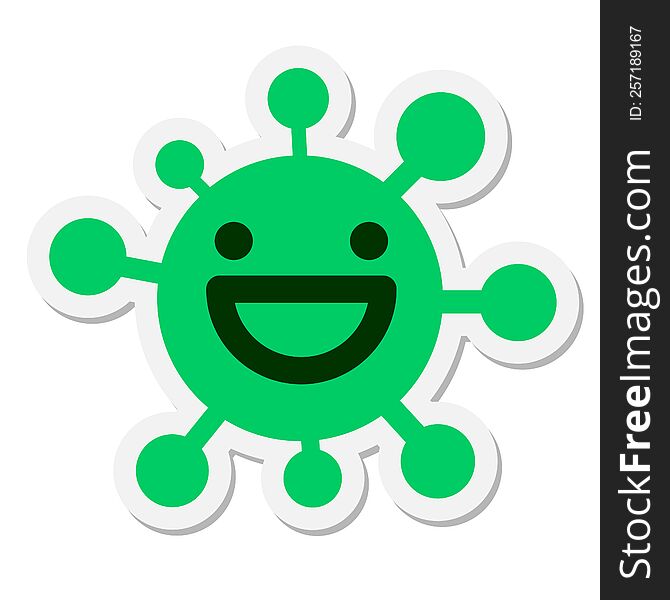 simple grinning virus sticker