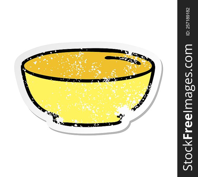 Distressed Sticker Of A Quirky Hand Drawn Cartoon Bowl