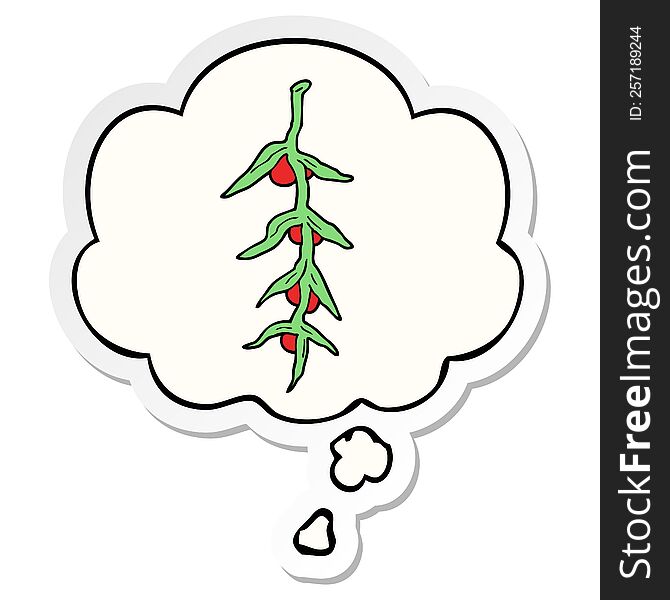 Cartoon Plant And Thought Bubble As A Printed Sticker