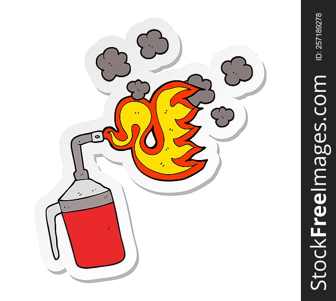sticker of a cartoon blow torch
