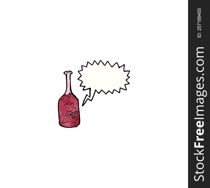 cartoon red wine bottle with speech bubble