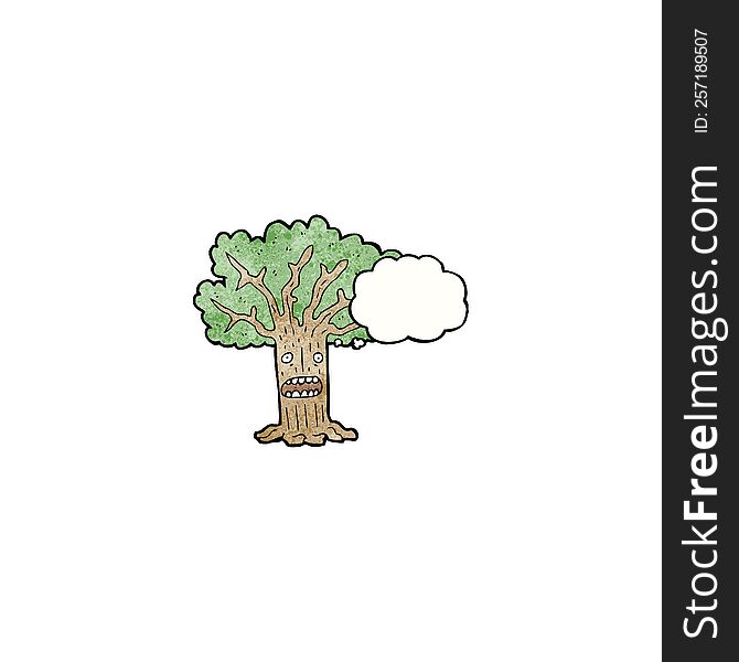 tree with thought bubble cartoon