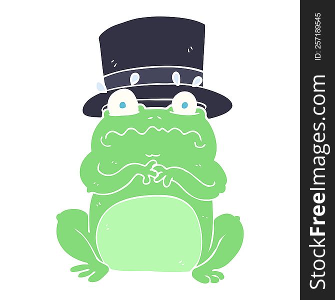 Flat Color Illustration Of A Cartoon Wealthy Toad