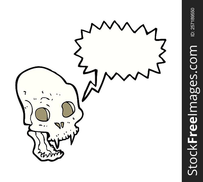 Cartoon Spooky Vampire Skull With Speech Bubble