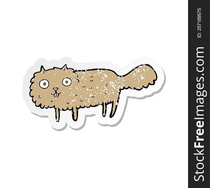 Retro Distressed Sticker Of A Cartoon Furry Cat