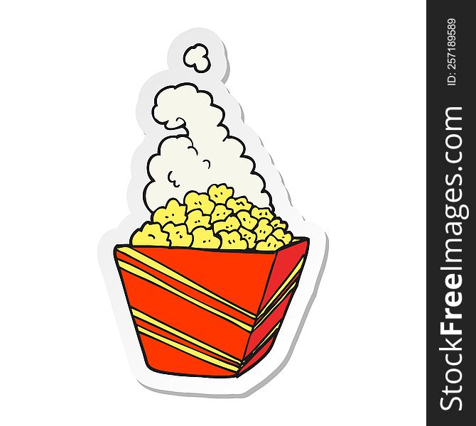 sticker of a cartoon fresh popcorn