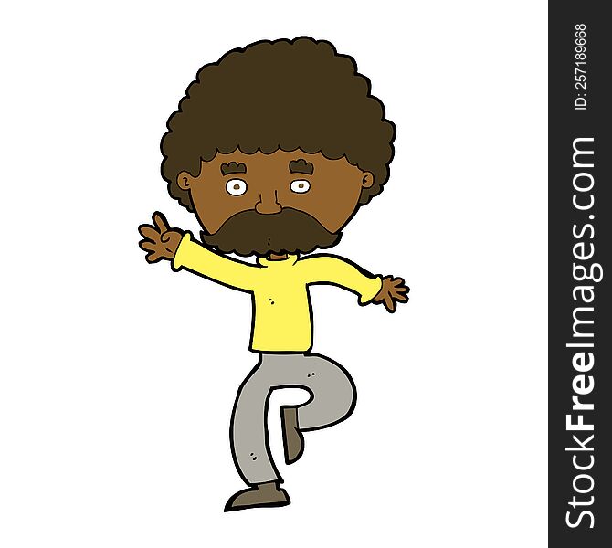 cartoon mustache man disco dancing