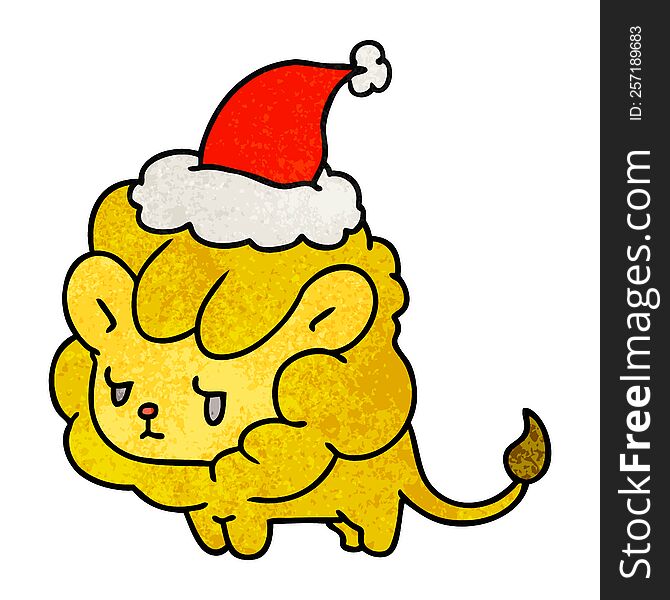 Christmas Textured Cartoon Of Kawaii Lion