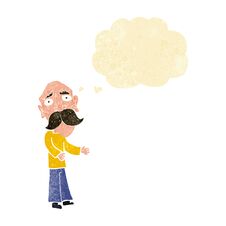 Cartoon Lonely Old Man With Thought Bubble Royalty Free Stock Photo