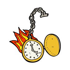 Cartoon Flaming Watch Stock Photo