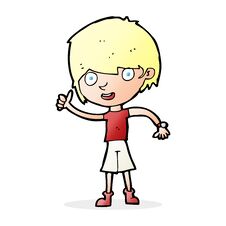 Cartoon Boy With Positive Attitude Stock Photos