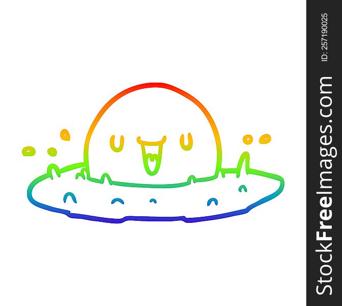 Rainbow Gradient Line Drawing Happy Egg