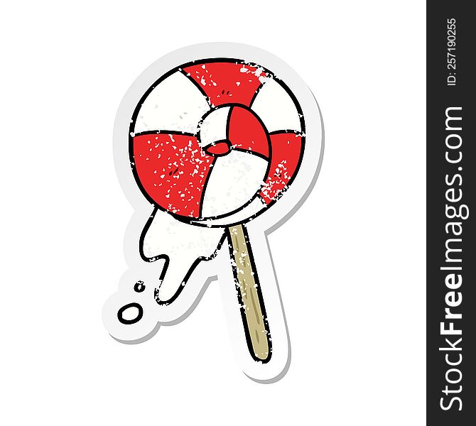 Distressed Sticker Of A Cartoon Lollipop