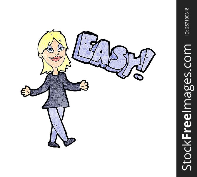 Cartoon Woman Saying Easy