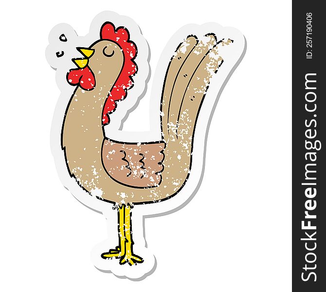 distressed sticker of a cartoon rooster