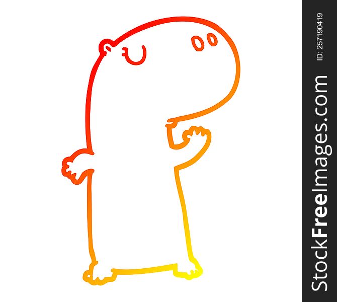 warm gradient line drawing of a cartoon hippopotamus