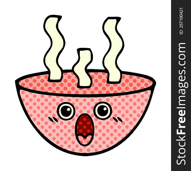 Comic Book Style Cartoon Bowl Of Hot Soup