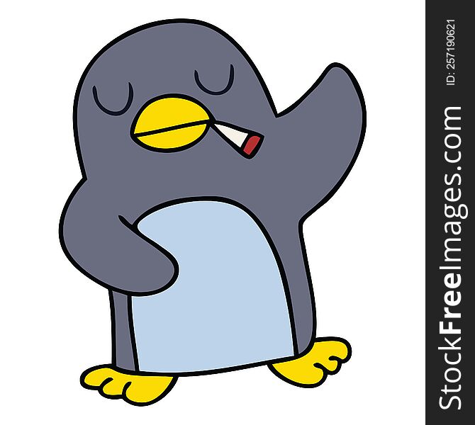 hand drawn quirky cartoon penguin. hand drawn quirky cartoon penguin