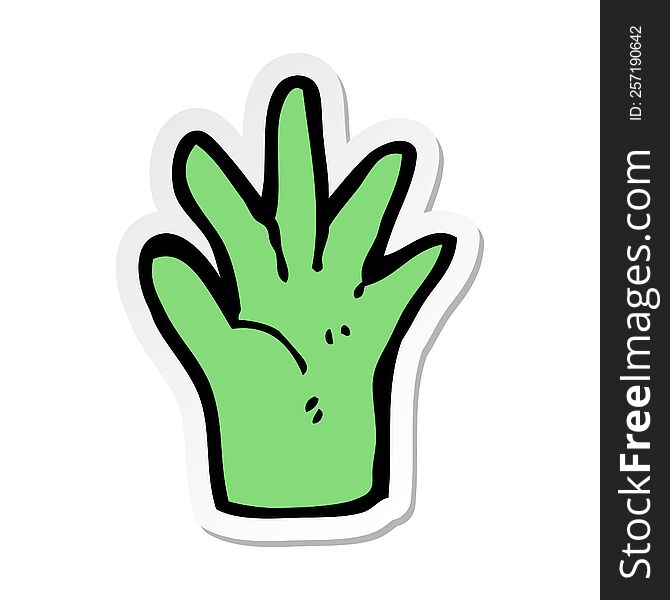 Sticker Of A Cartoon Green Hand Symbol